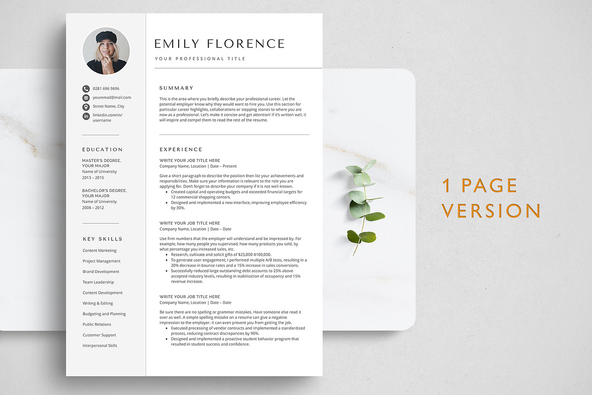 Photo Resume Template for Word, a Resume Template by TheStandOutResume (Photo 2 of 10)