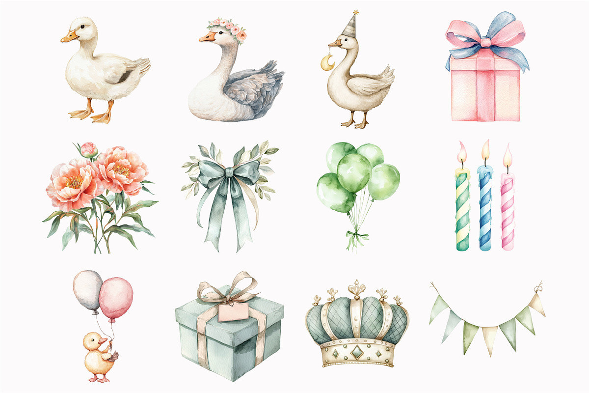 Watercolor Silly Goose Clipart, an Illustration by Design Market (Photo 2 of 5)