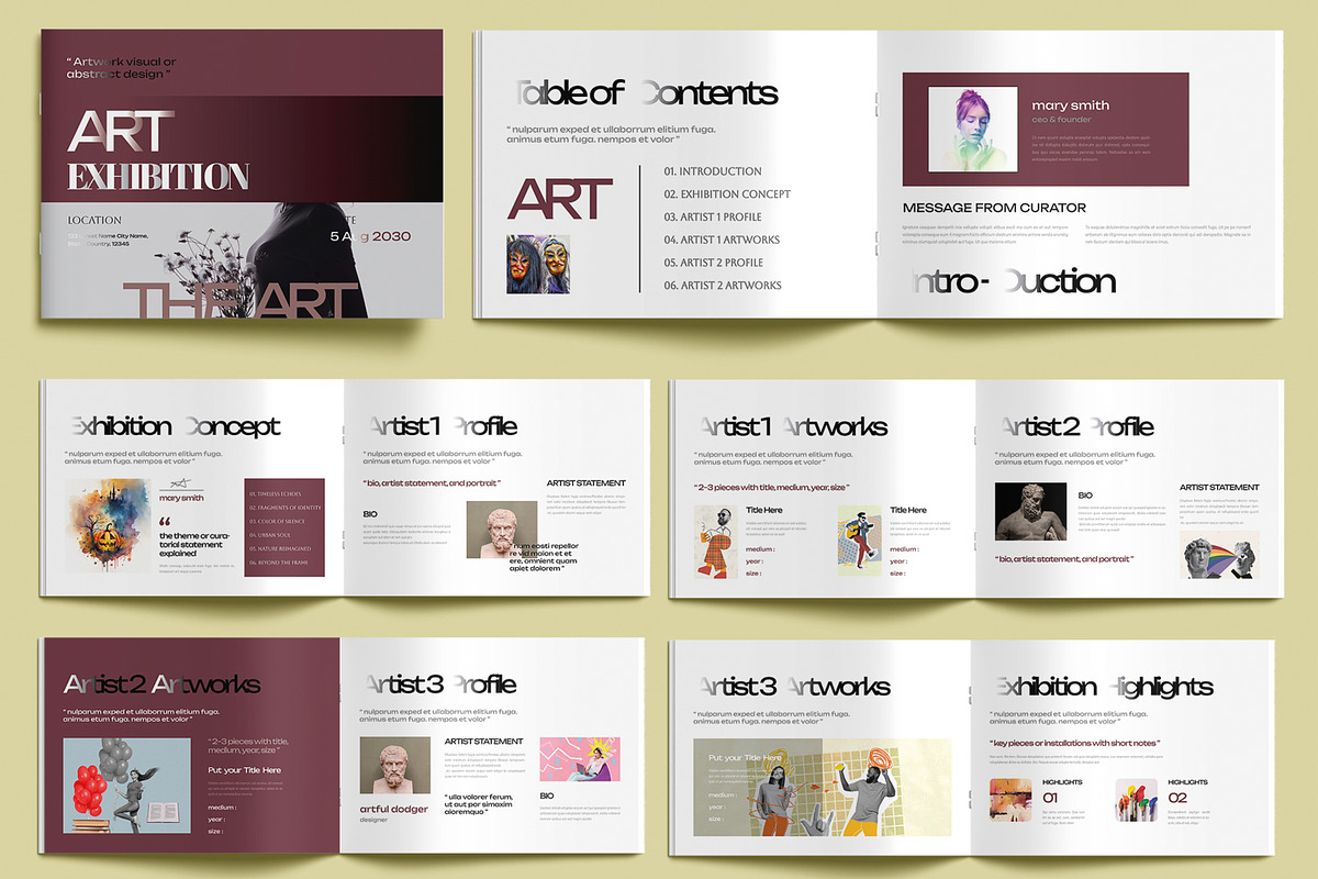 Modern Art Exhibition Booklet Design