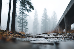 Wet forest trail with rocks and pine, a Nature Photo by MistyDay