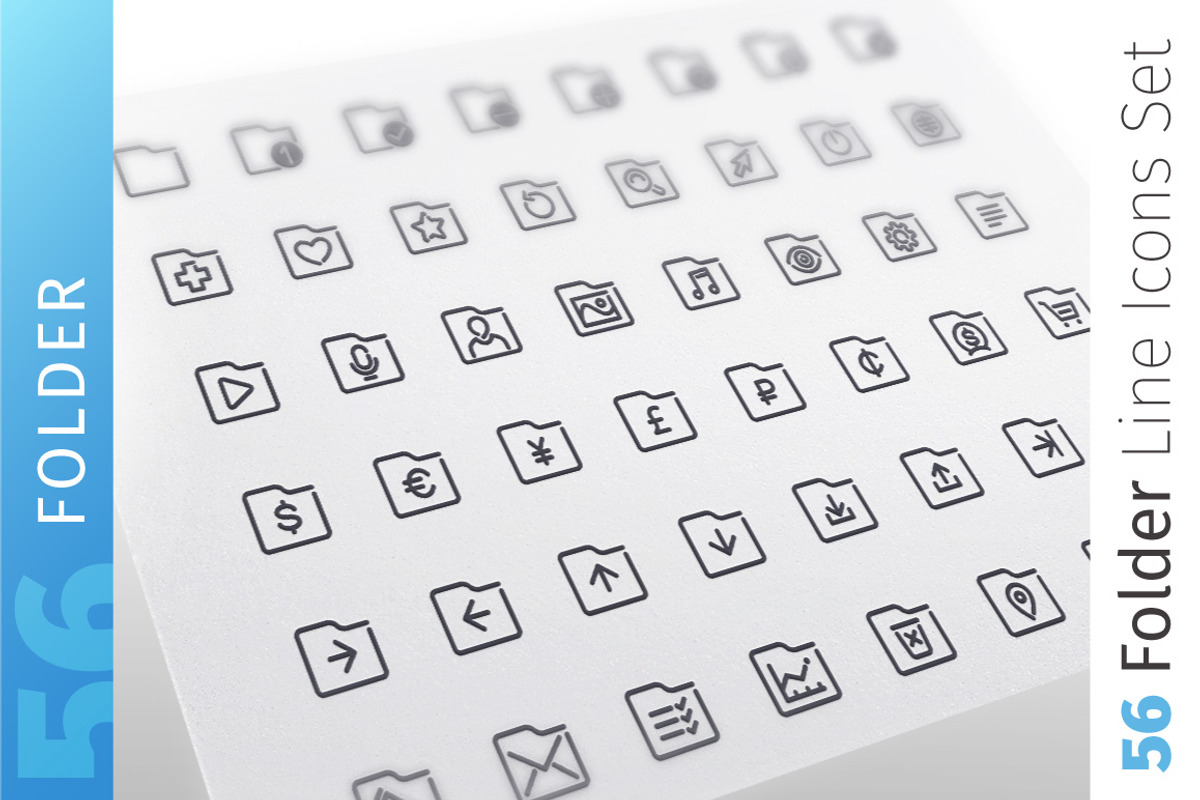Folder Line Icons Set, an Outline Icon by Voysla's Shop (Photo 1 of 4)