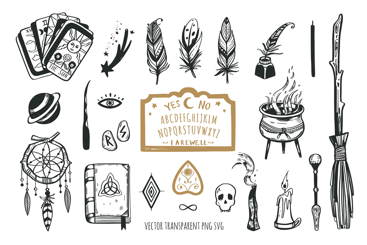 Whimsical Witchcraft hand drawn set, an Illustration by Wild Muse (Photo 5 of 9)