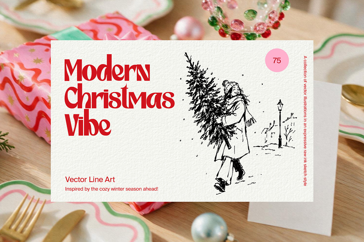 Christmas Vibe: Vector Line Art, a Seasonal Illustration by divanovskaya_nv (Photo 1 of 15)