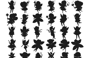 Cartoon Fairy Silhouettes Set 1