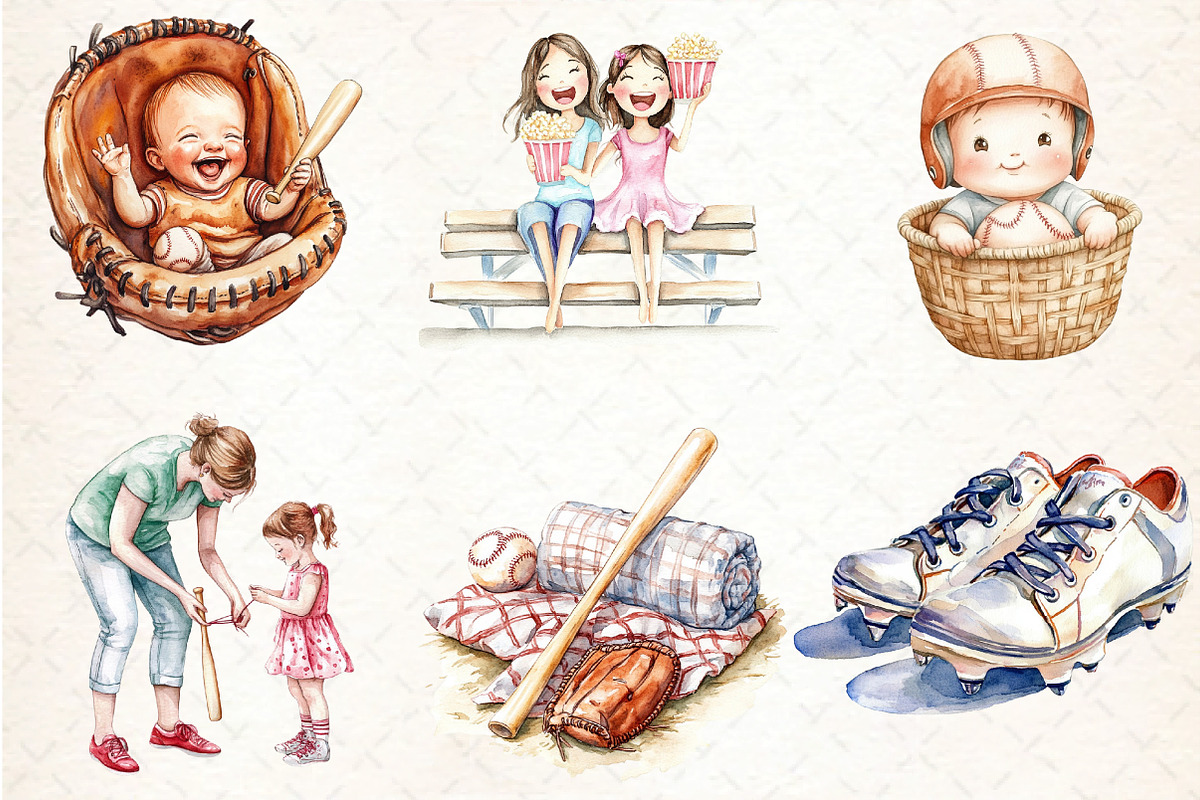 Baseball Family clipart, an Illustration by DreamCafeArt (Photo 3 of 7)