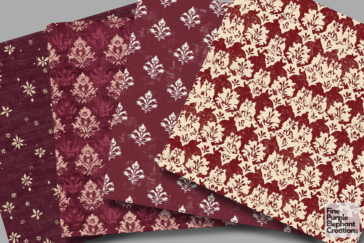 Burgundy Distressed Cottagecore, a Pattern Graphic by Fine Purple Elephant (Photo 2 of 5)