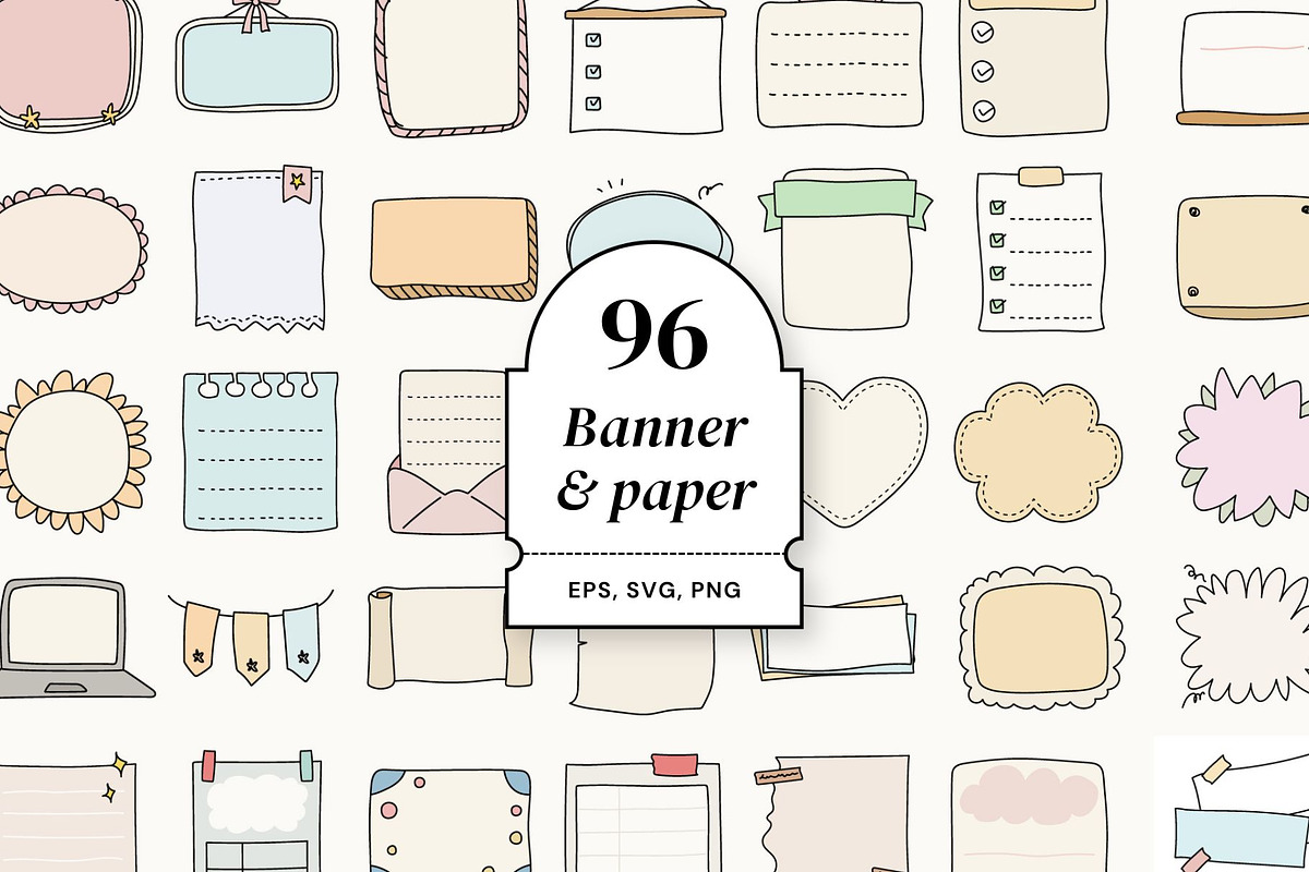 96 banner and paper vector set, an Object Graphic by Pinkbrush (Photo 1 of 5)