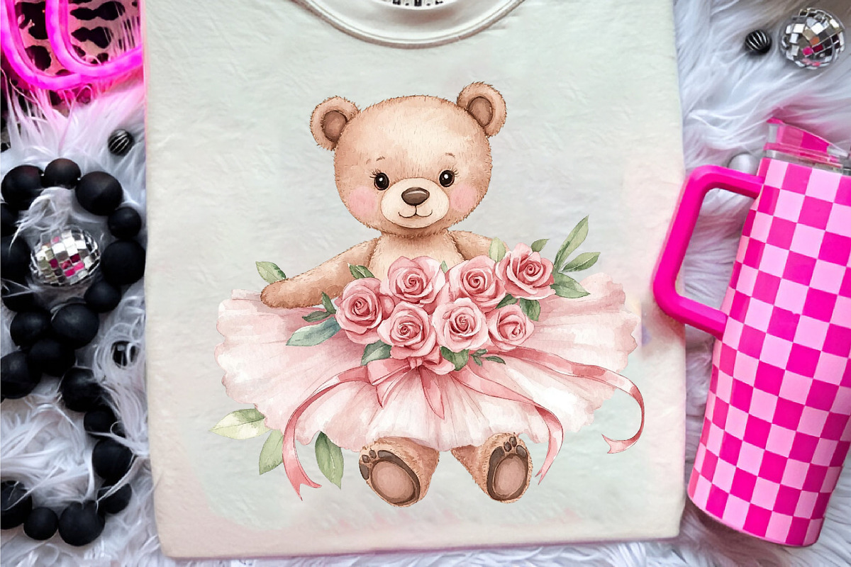 Watercolor Cute Pink Ballerina Anima, an Illustration by CreationArt (Photo 5 of 9)