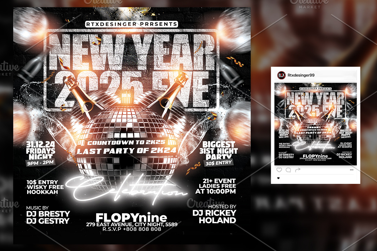 New Year Party Flyer Template, a Flyer Template by RTXdesinger99 (Photo 3 of 3)