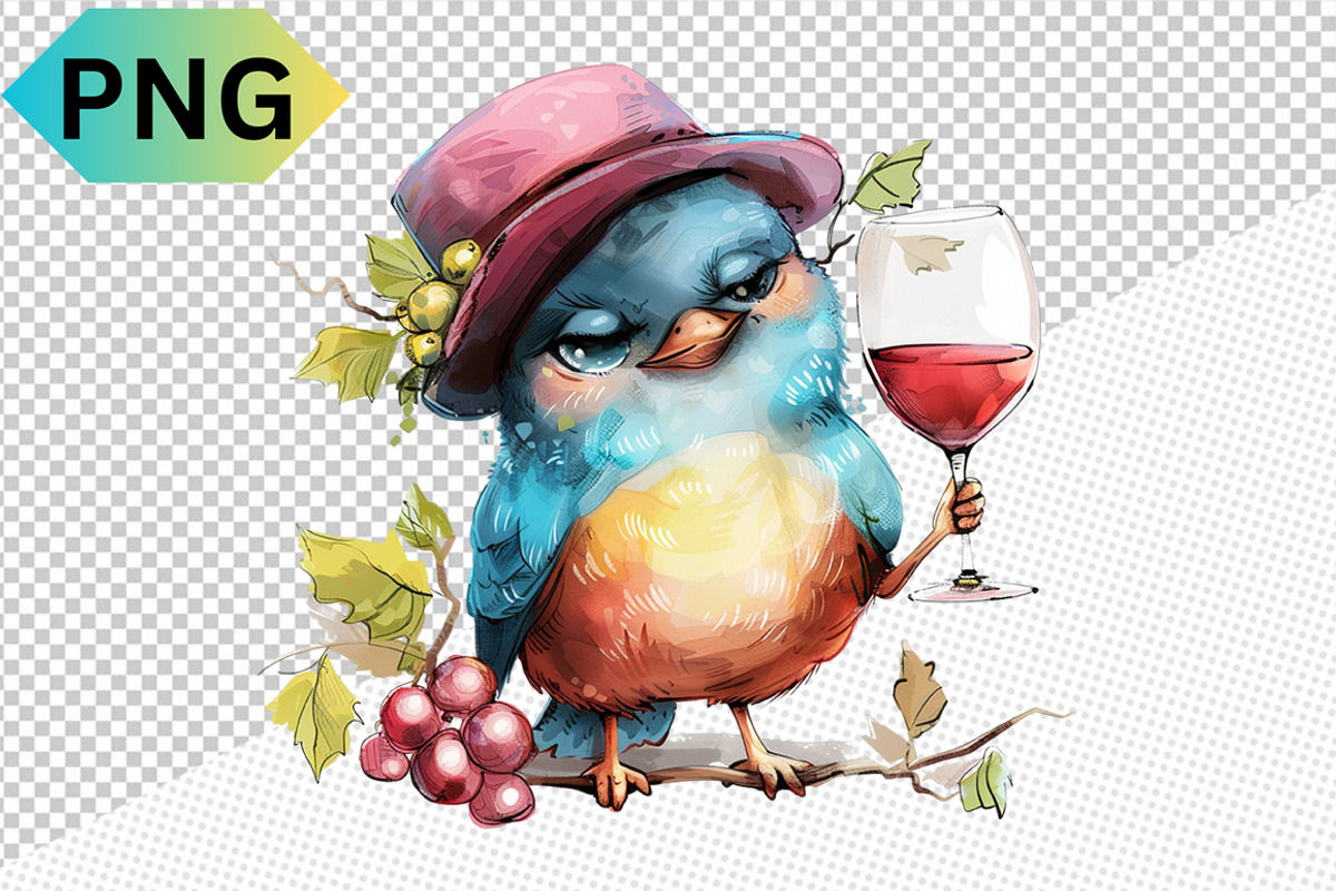 Funny Bird With Wine Glass Clipart, a Graphic by crative8112 (Photo 3 of 13)