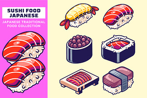 Collection Sushi and Japanese Food, a Food Illustration by Signatoro