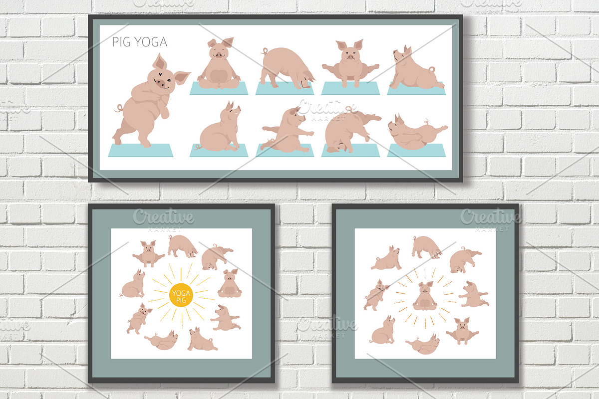 Pig yoga, an Animal Illustration by pet design shop (Photo 3 of 5)