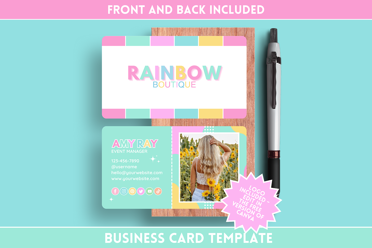 Colorful Business Card, a Business Card Template by SunshineStudioBoutique (Photo 1 of 10)