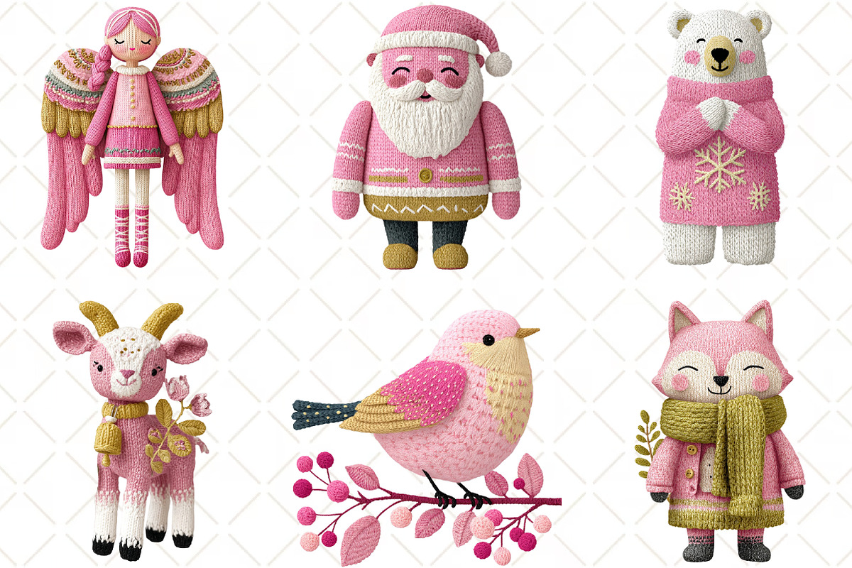 Crochet Christmas Clipart, an Illustration by Black Bird Studio (Photo 5 of 6)