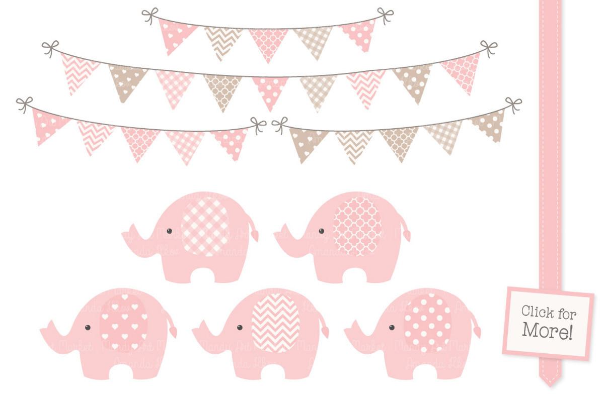 Baby Pink Elephant Vectors, an Illustration by Amanda Ilkov (Photo 2 of 3)