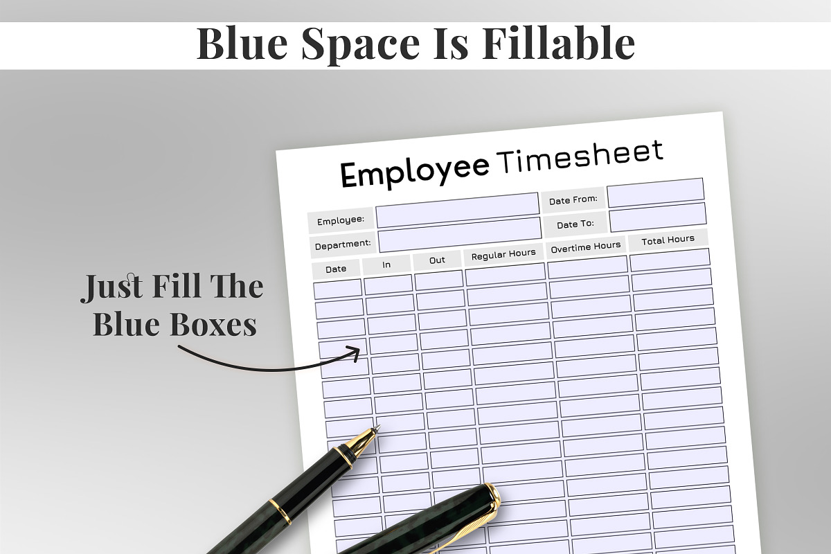 Fillable Employee Timesheet, a Print Template by Snapybiz