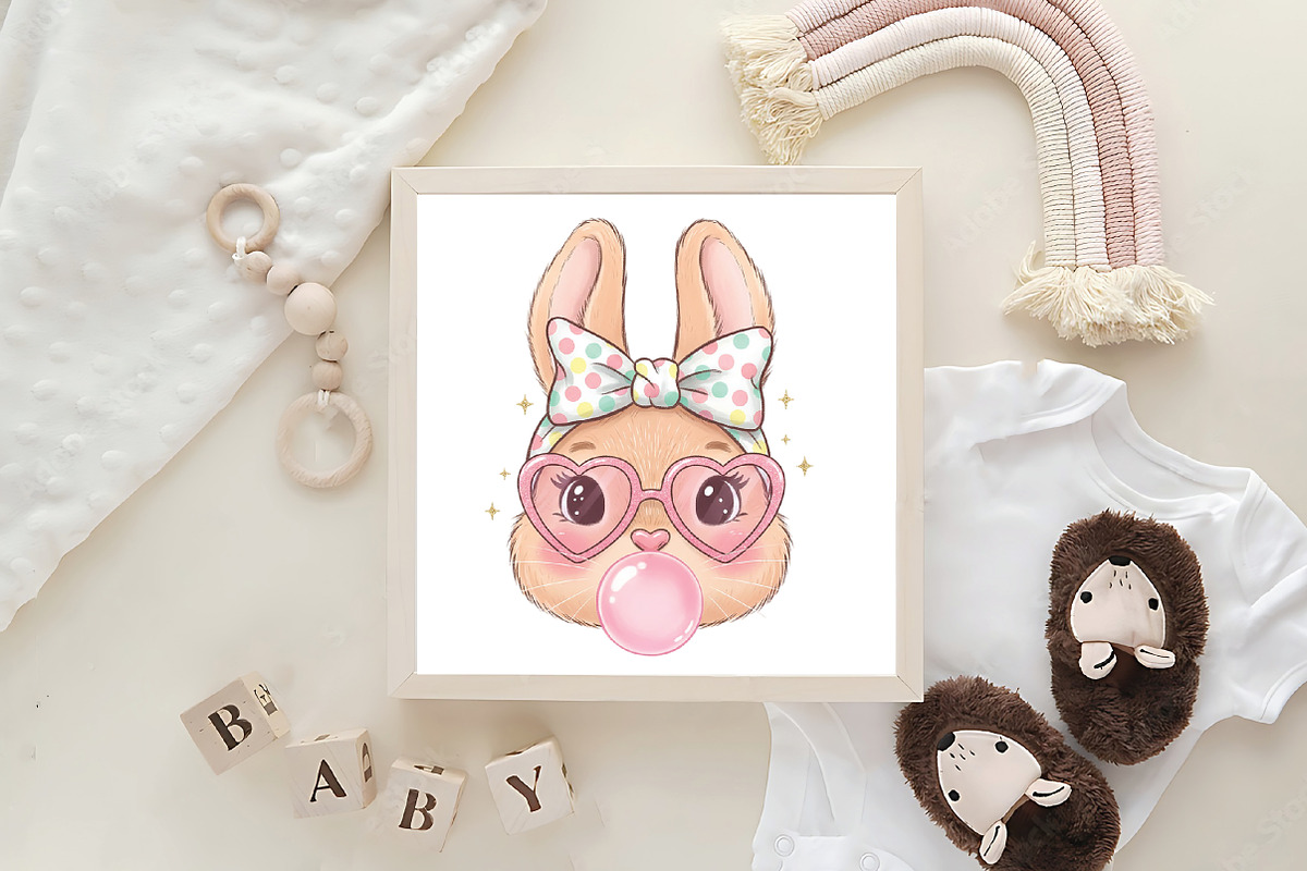 Glitter Easter Bunny Coquette PNG, an Illustration by CraftArtStudio (Photo 4 of 4)
