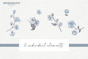 Vintage Blue Floral Clipart