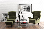 Strandmon wing chairs furniture set, a Furniture 3D Model by inDahouze (Thumbnail 2 of 8)