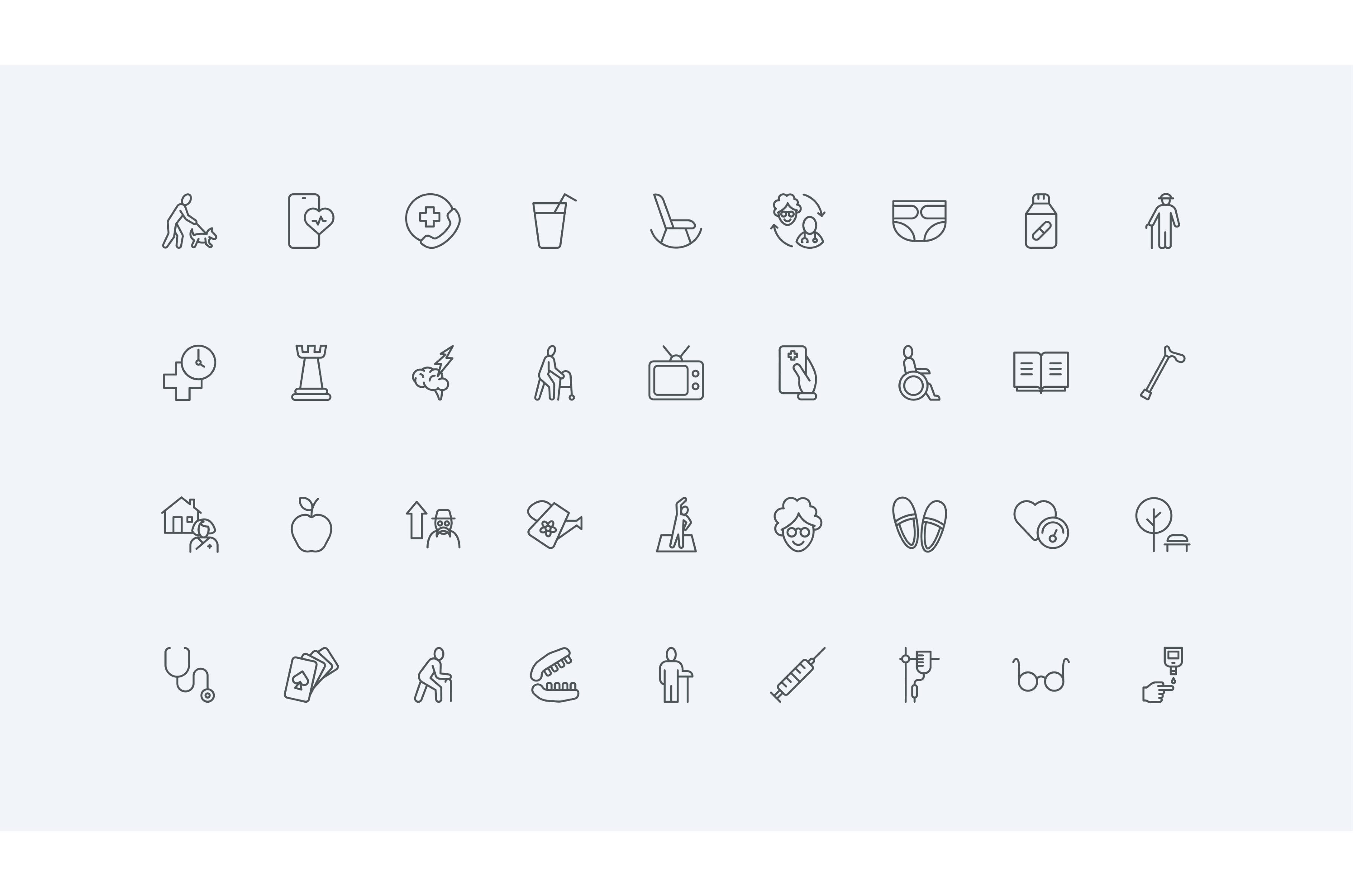 Elderly care retirement icons, an Object Illustration by Lemberg Vector
