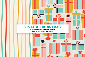 8 Vintage Christmas Seamless Files