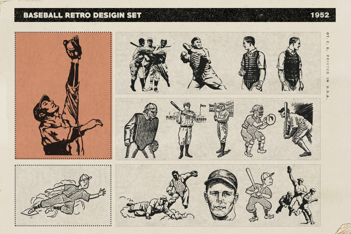 Retro Baseball Set, a Sport Illustration by Retro Machine (Photo 5 of 7)