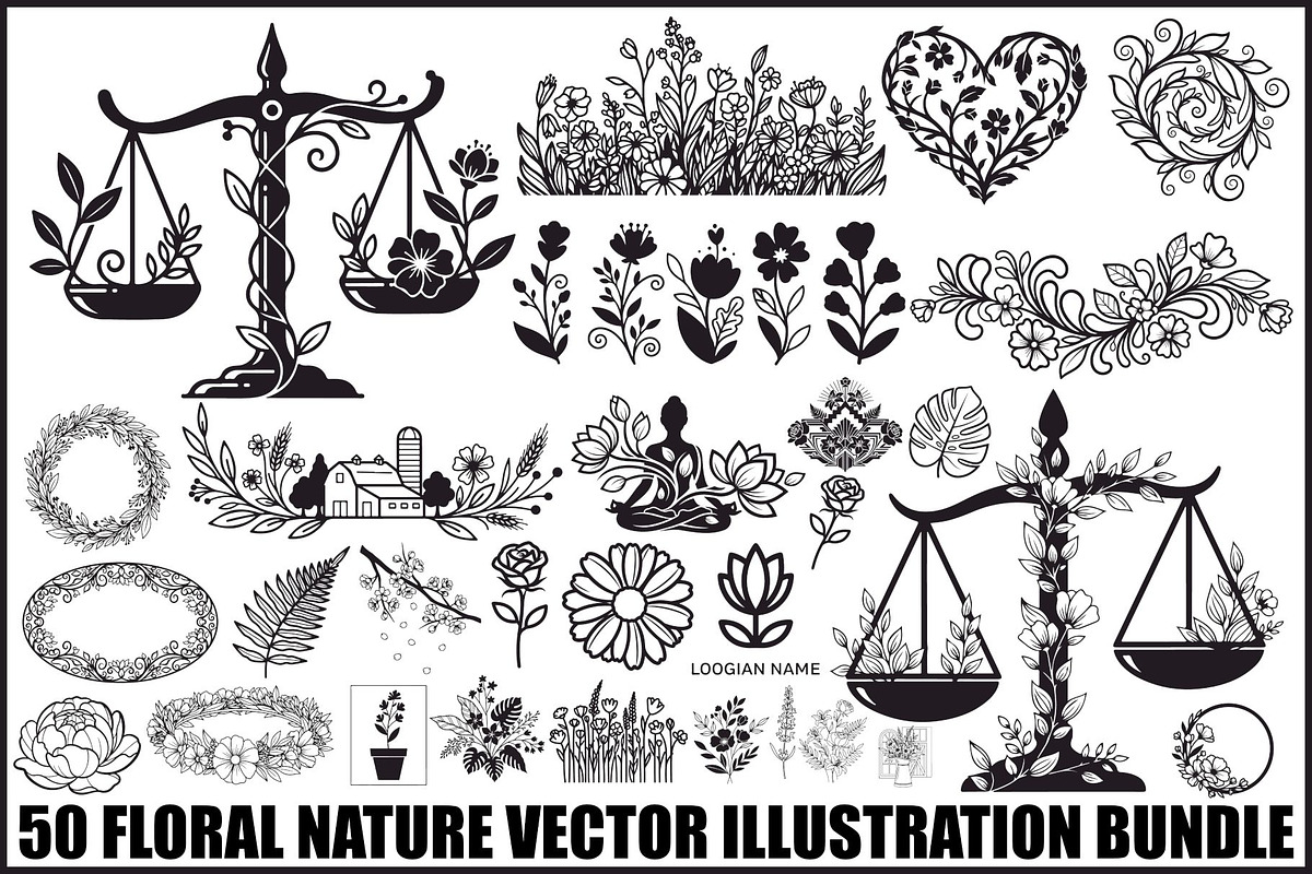 50 Floral Nature Vector Illustration, an Illustration by Gaye Art (Photo 1 of 51)