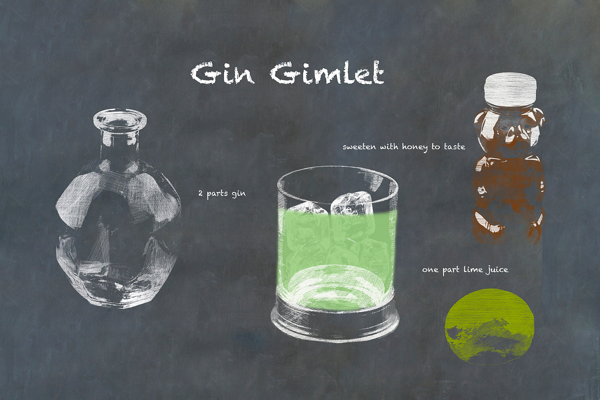 Classic Cocktail Chalkboard Sketches, an Object Illustration by karenfoleyphoto (Photo 14 of 30)