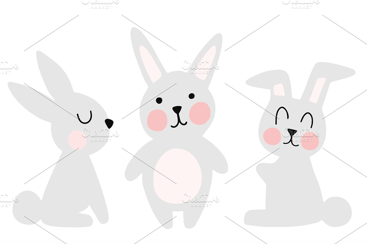 Rabbits with Signs Illustration Set, an Animal Illustration by Illustrations by Jessie (Photo 2 of 5)