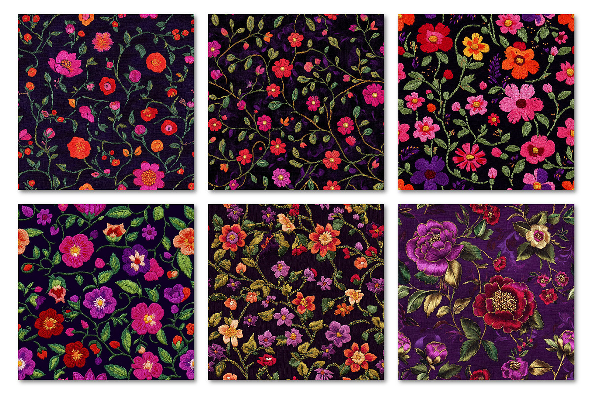 Purple Floral Embroidery Fabric, a Texture Graphic by Dream Creation (Photo 6 of 6)