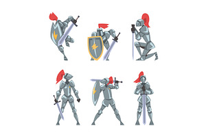 Armored Knights as Medieval Warrior, a Person Illustration by TopVectors