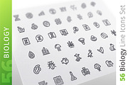 Biology Line Icons Set, an Outline Icon by Voysla's Shop (Thumbnail 1 of 4)