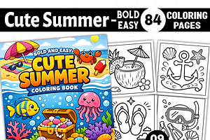 Bold Easy Cute Summer Coloring Pages, a Seasonal Illustration by Design Station