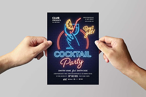 Neon Cocktail Party Flyer Template