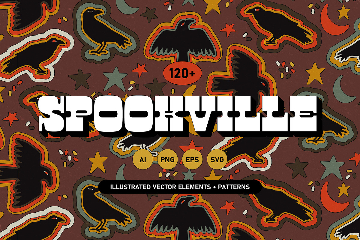 Retro Halloween Vector Clipart, a Seasonal Illustration by angelainthefields (Photo 1 of 10)