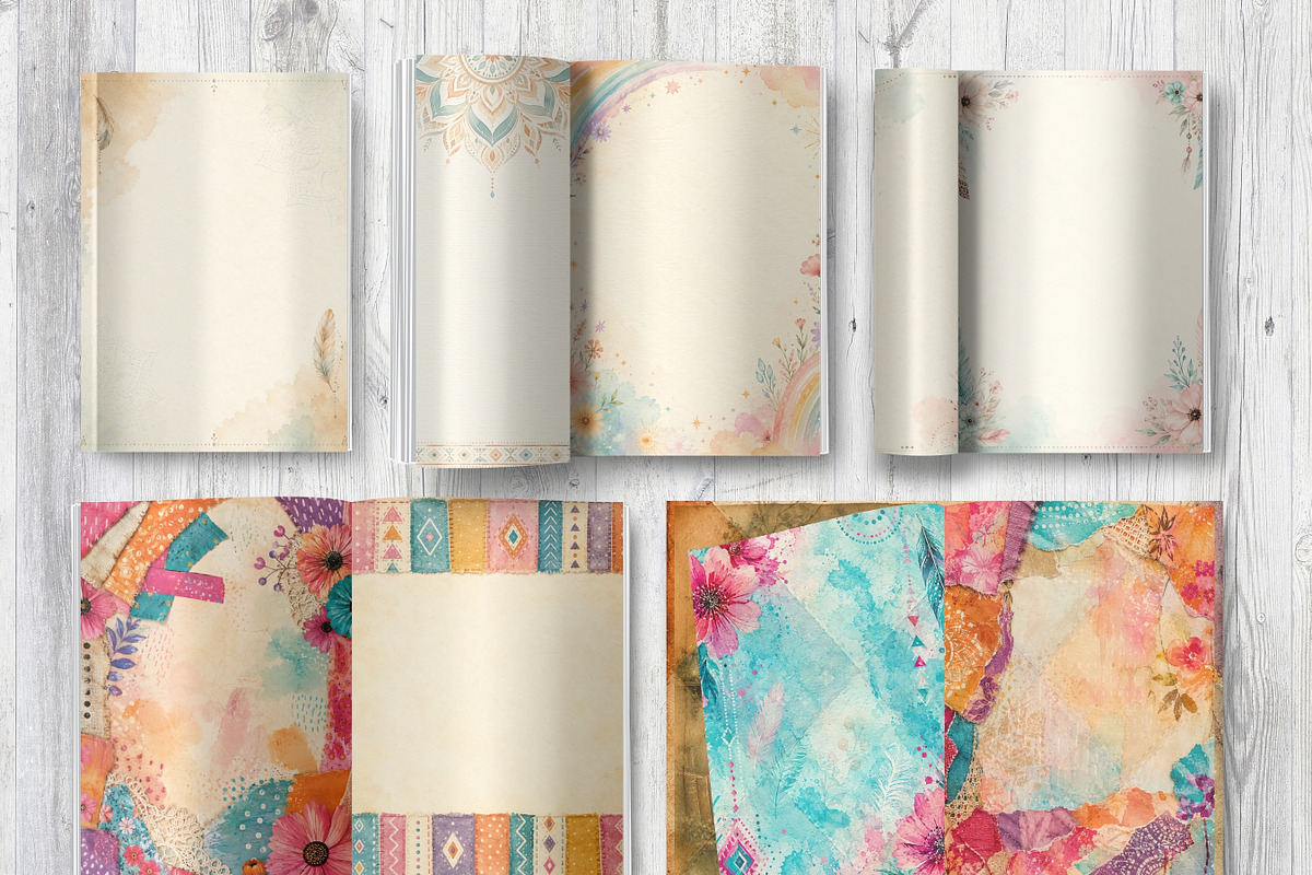 Hippie Junk Journal Pages, a Background Graphic by LA Design (Photo 7 of 10)