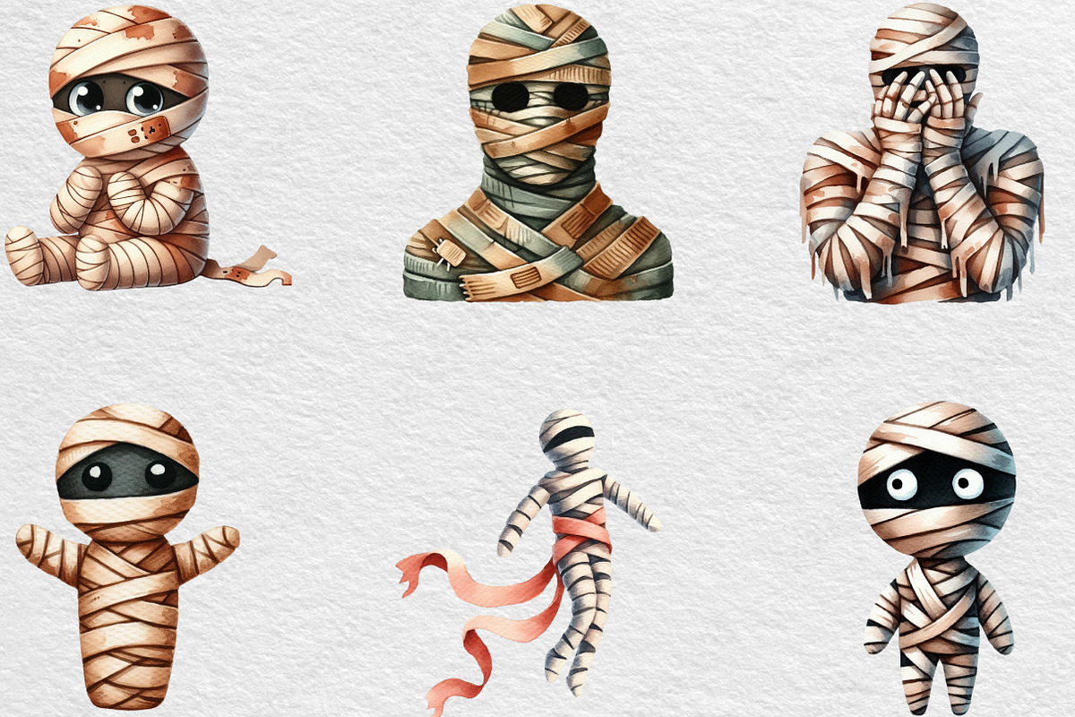 Minimalist Halloween Mummy Clipart, an Illustration by Black Bird Studio (Photo 6 of 6)