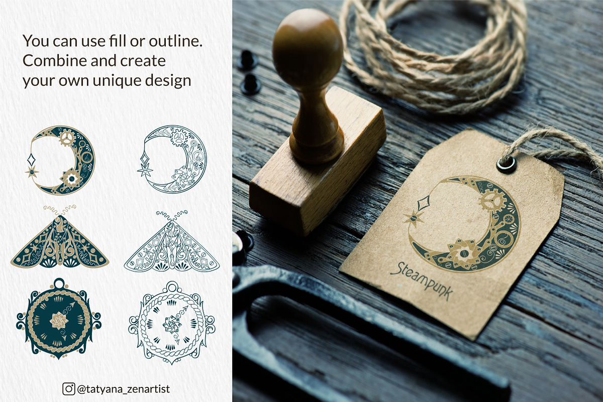 Linear Mystical Steampunk Clipart, an Object Graphic by Tatyana_Zenartist (Photo 7 of 12)