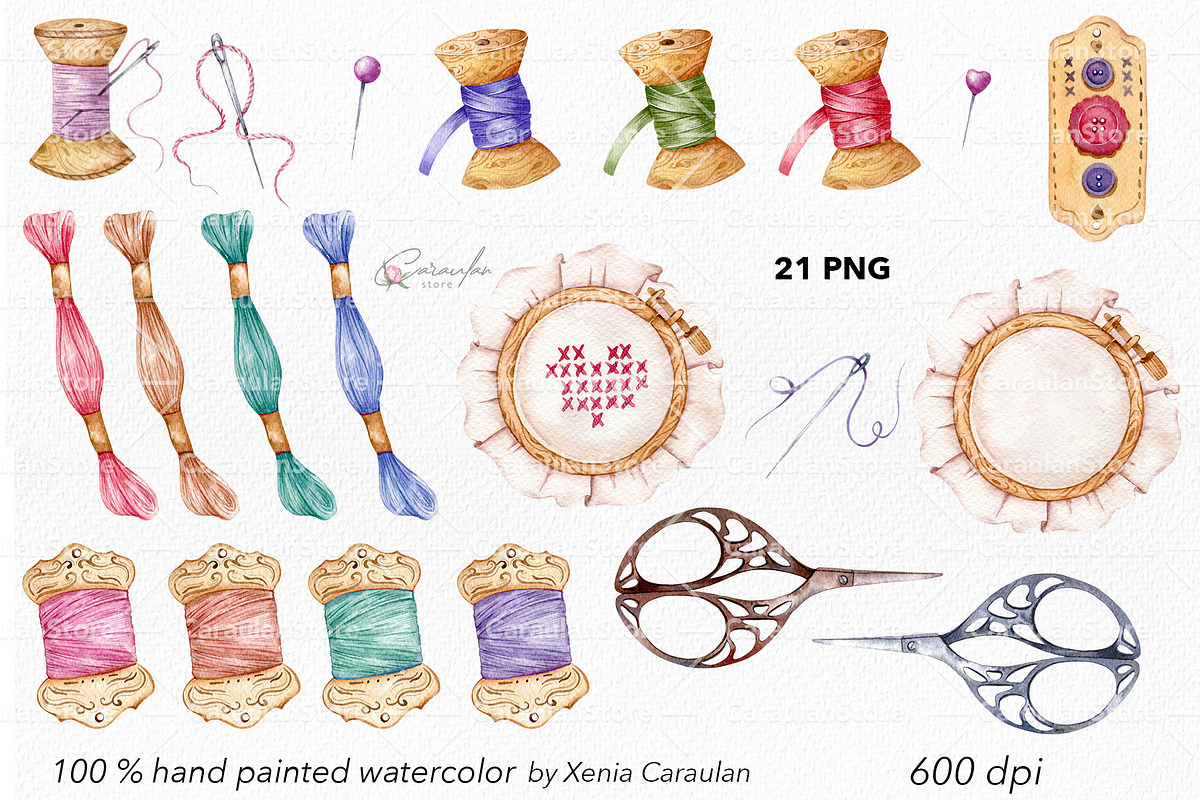 Needlework Clipart (Embroidery), an Object Illustration by CaraulanStore (Photo 5 of 9)