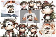 Whimsical Christmas Haigh land cow, an Illustration by Designworld (Thumbnail 2 of 6)