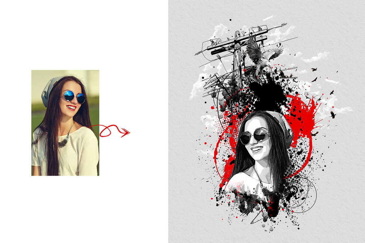 Modern Artistic Ink Splash Portraits