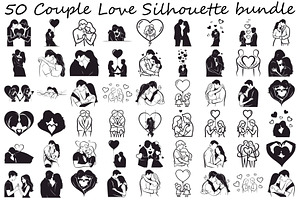 Couple Love Silhouette Bundle, an Illustration by jahid234