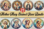 Mother Mary Stained Glass Bundle, an Illustration by SVGArt (Thumbnail 1 of 7)