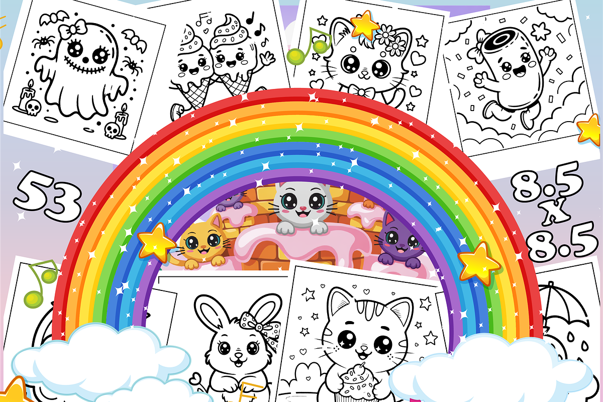 Cute Kawaii Coloring Book for Kids, an Animal Illustration by Design Zone (Photo 1 of 4)