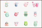 Cute Monster Valentines Clipart, an Illustration by Sublimation Artist (Thumbnail 3 of 6)