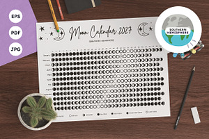 2027 Moon Calendar B&W Southern