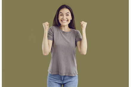 Portrait of happy girl making winner, a Person Photo by StudioRomantic
