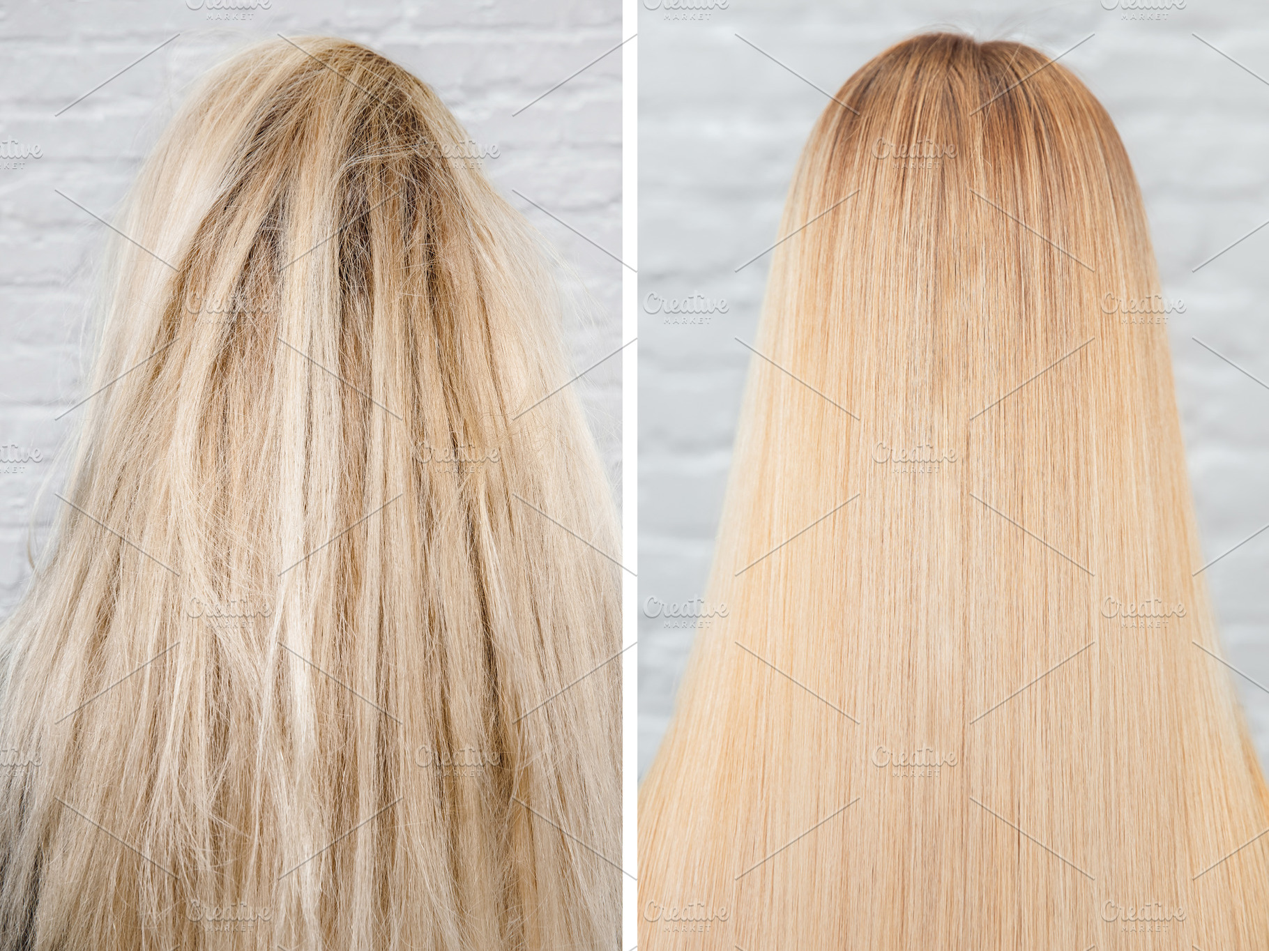 Before and after straightenin treatm featuring hair, after, and before, a Beauty & Fashion Photo by Parilov