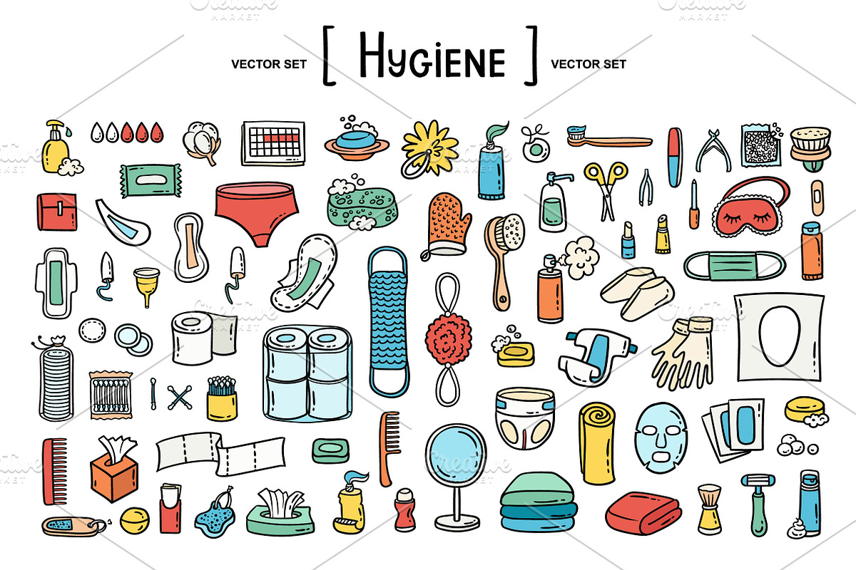 Vector set on the theme of hygiene, an Outline Icon by Olga Chuklay (Photo 1 of 2)