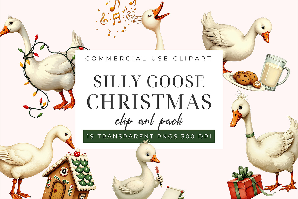 Silly Goose Christmas Clipart PNG, an Object Graphic by Printable Pretty Studio (Photo 3 of 5)